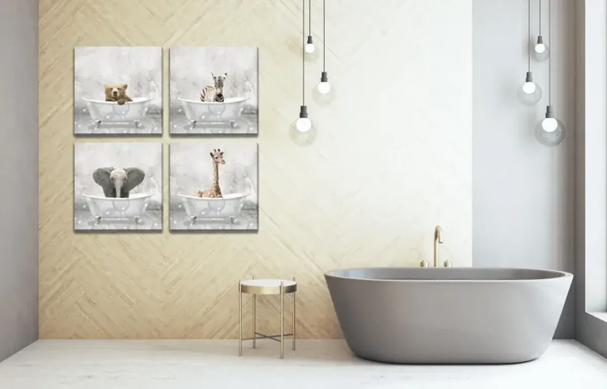 Baby Elephant Bath Canvas Art