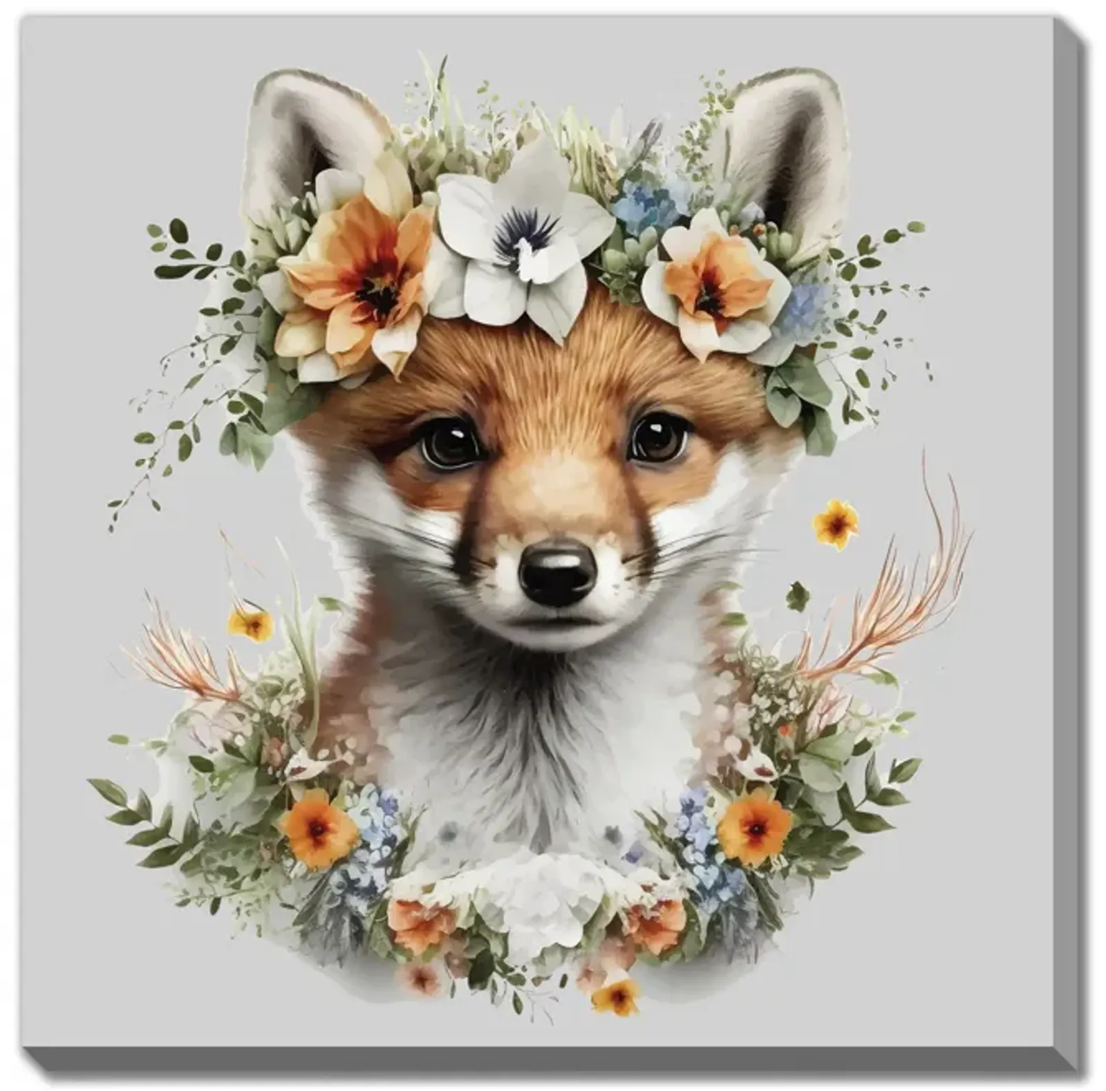 Fox In Floral Canvas Art