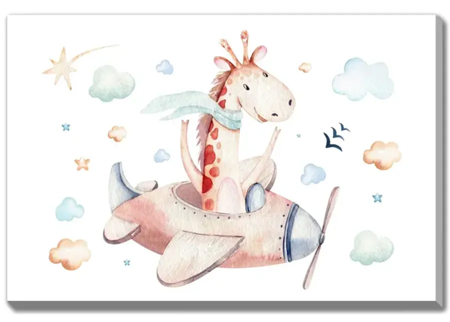 Giraffe Airplane Canvas Art