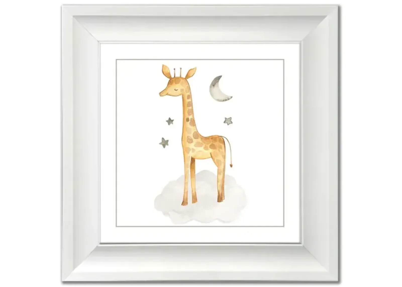 Giraffe And Moon Framed Print