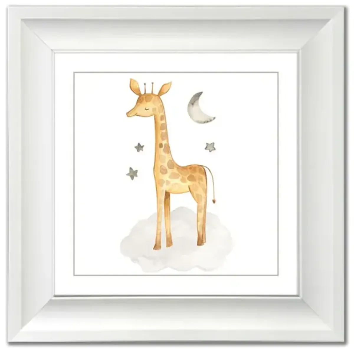 Giraffe And Moon Framed Print