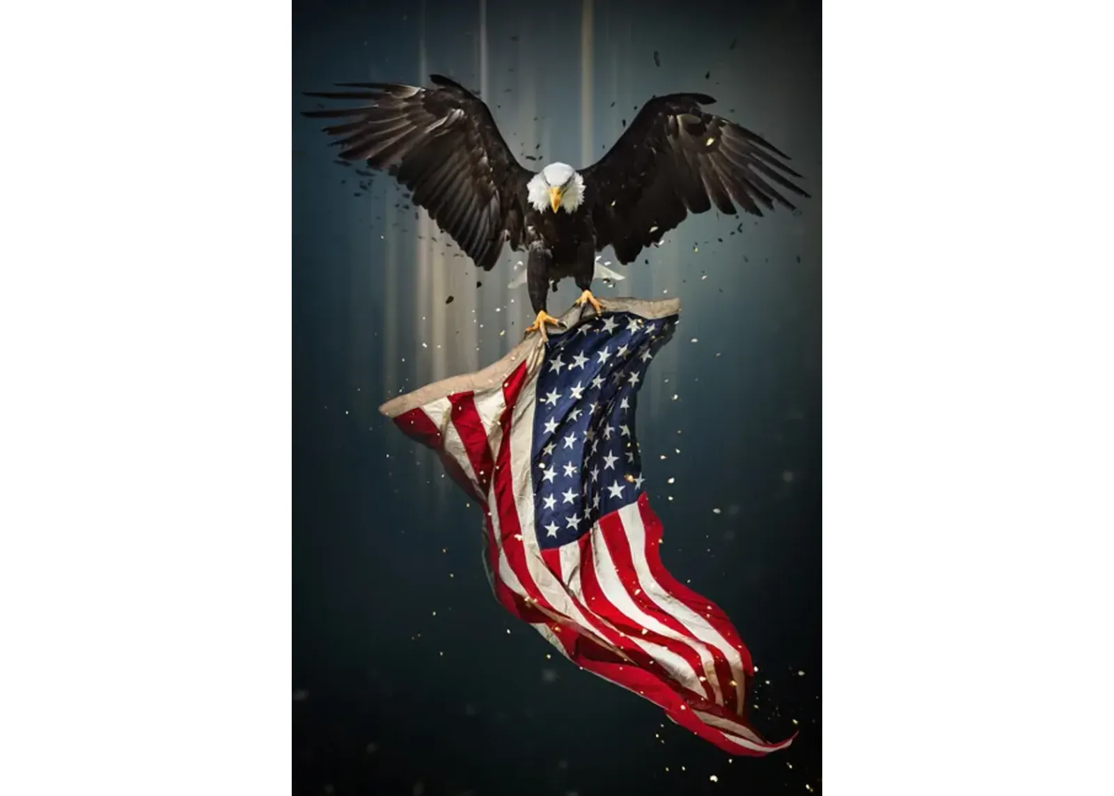 Bald Eagle Flag Art Glass