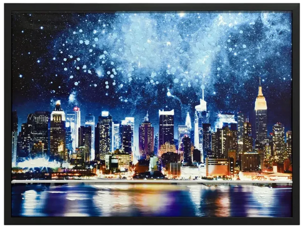 Glowing City Sky LED Framed Art