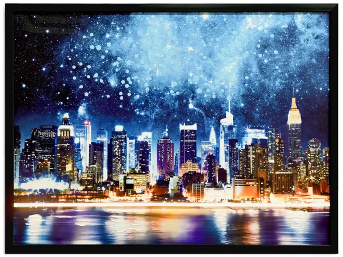 Glowing City Sky LED Framed Art