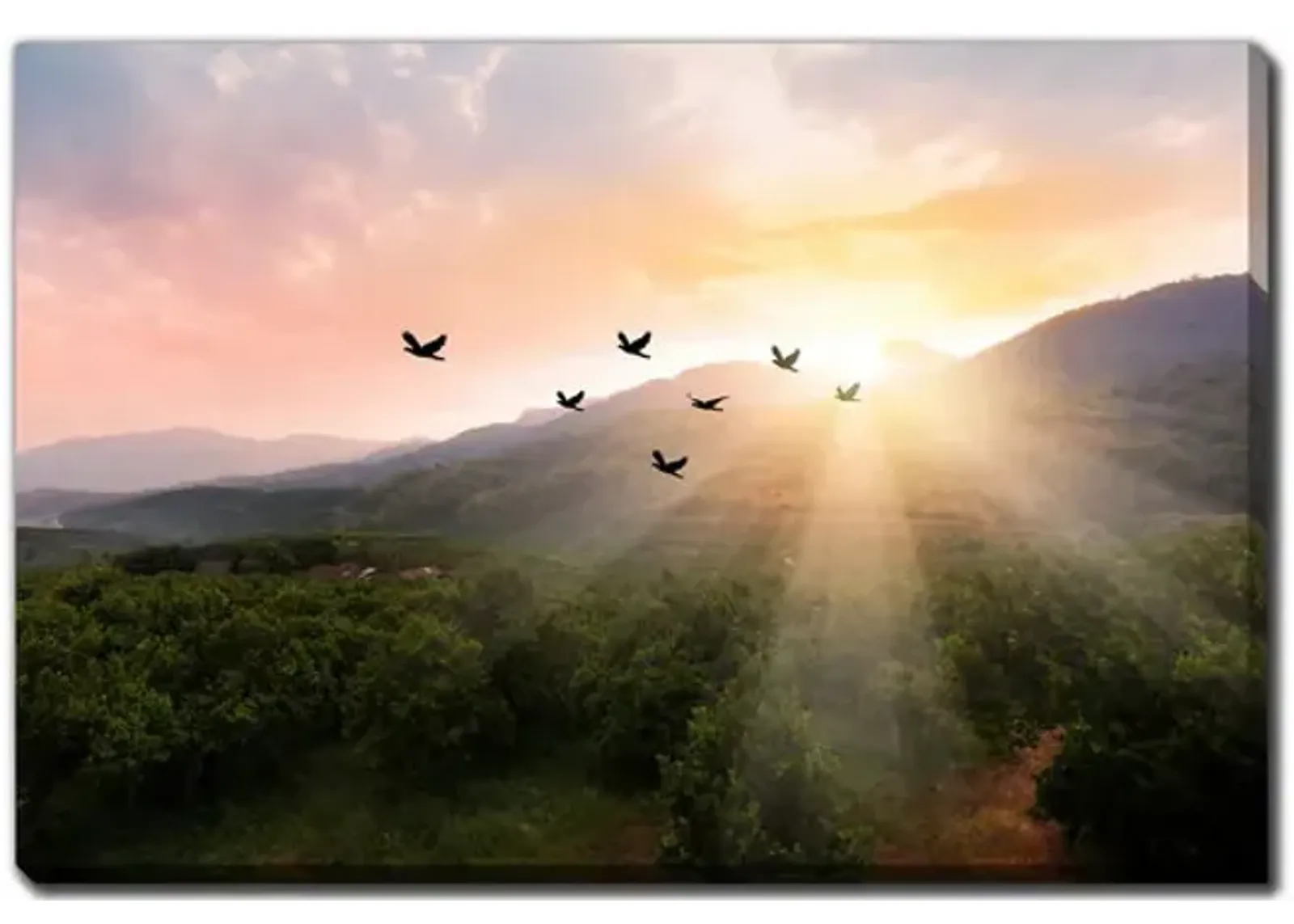 Silhouette Flock Canvas Art