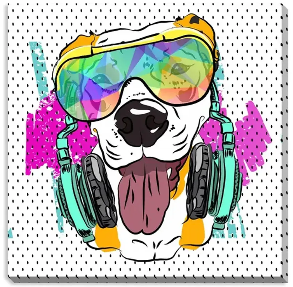 Dj Groovy Pup Canvas Art