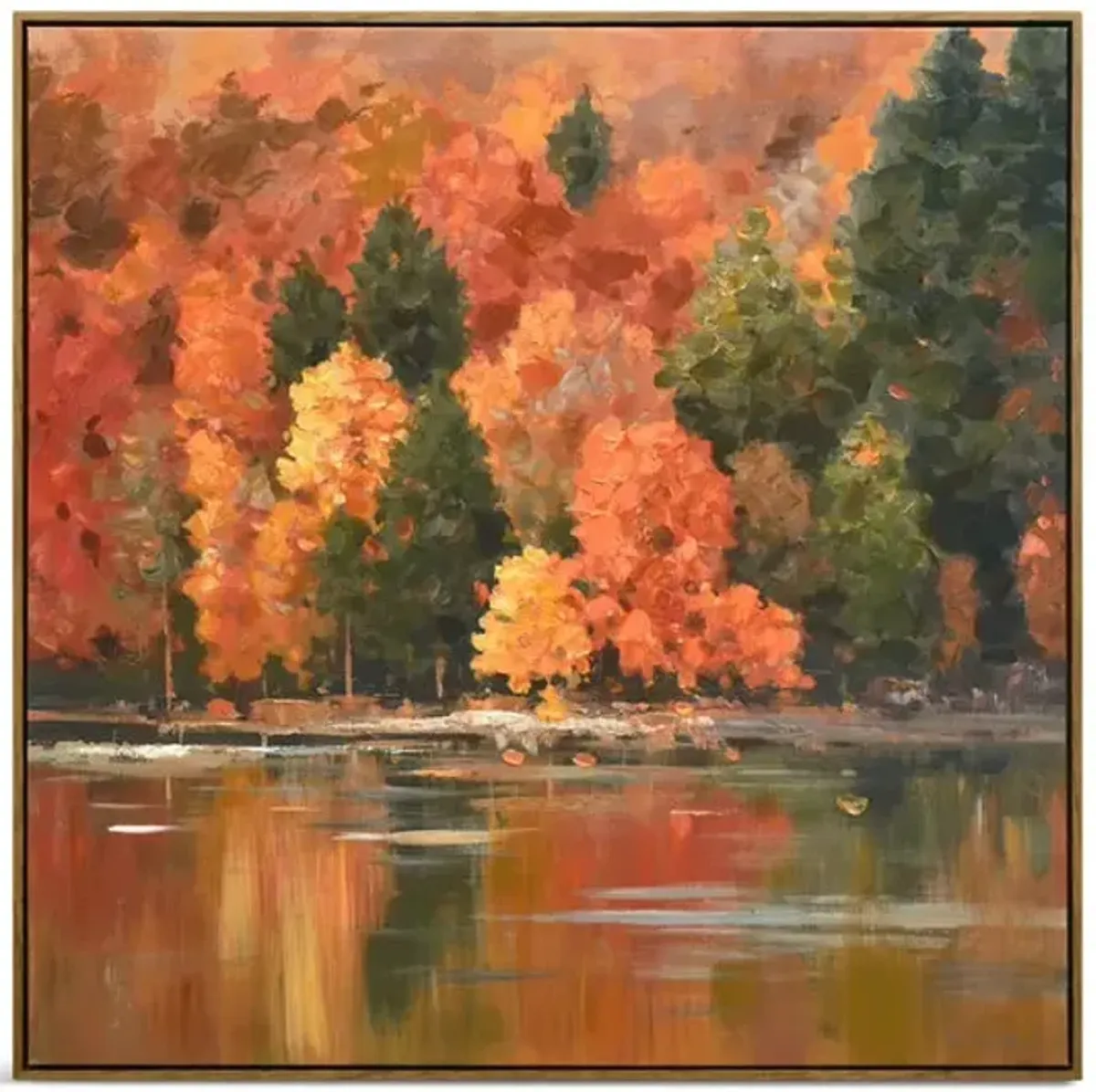 Treetop Tangerine Framed Canvas Art