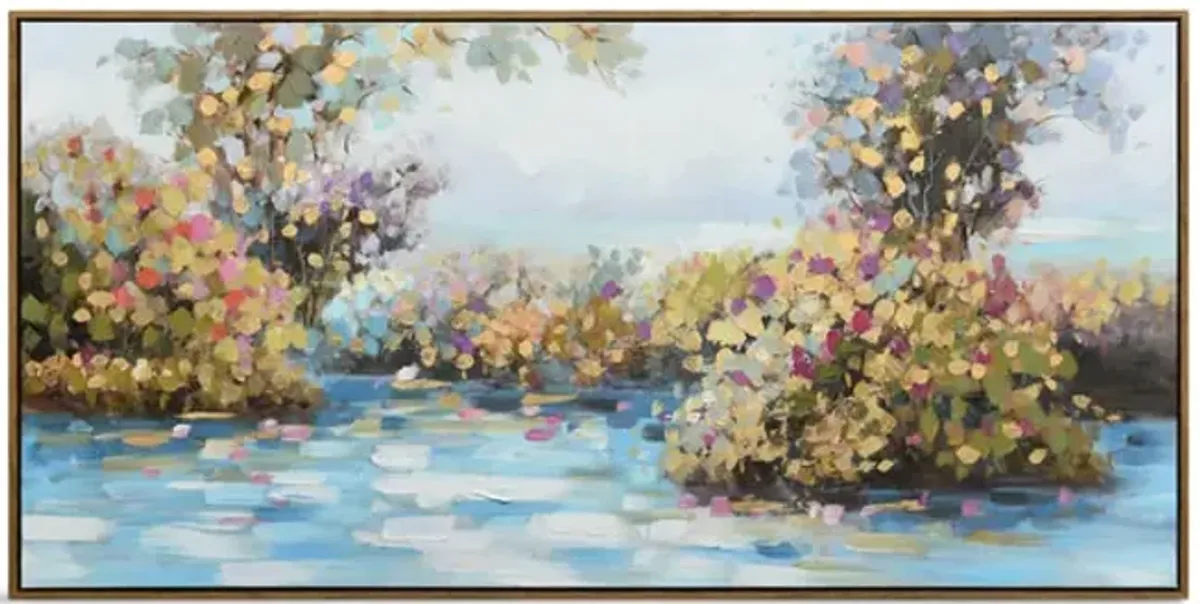 Blossoming Waters Framed Canvas Art