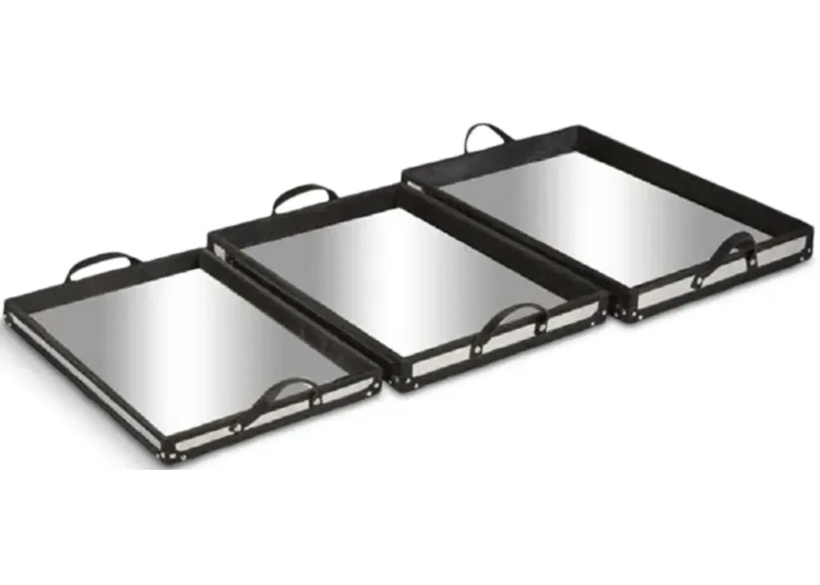 Set of 3 Leather   Mirror Trays 