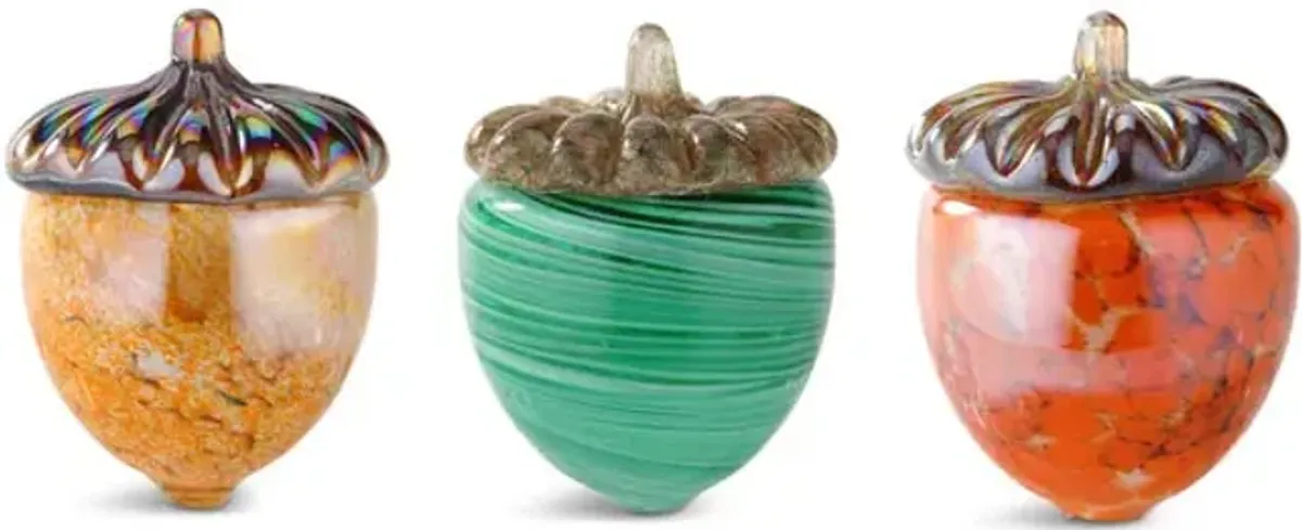 Glass Acorns Assorted