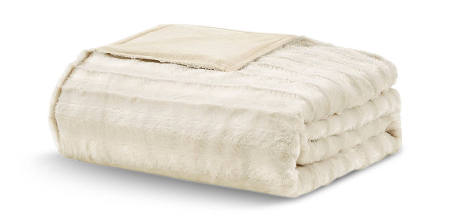 Duke Faux Fur Throw Ivory
