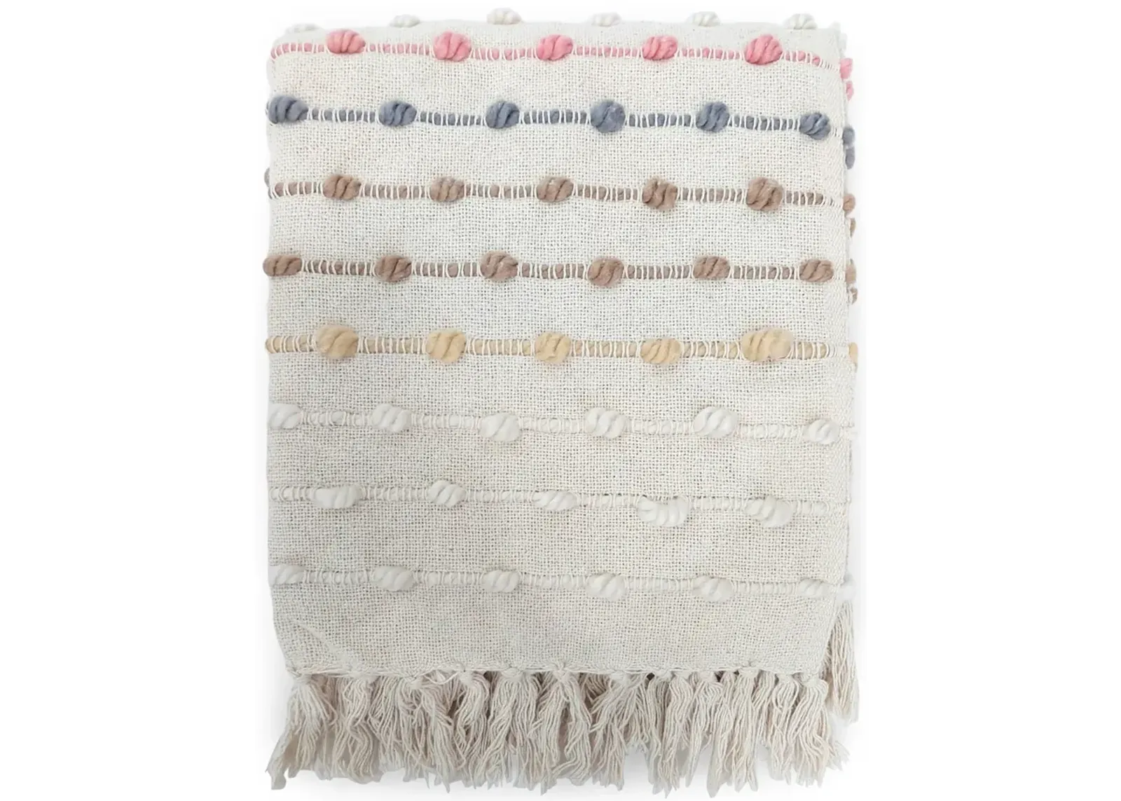 Cream Multi-Striped Throw