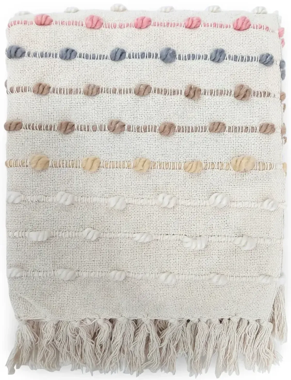 Cream Multi-Striped Throw