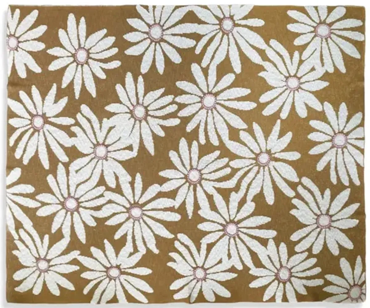 Embroidery Flowers Knit Throw