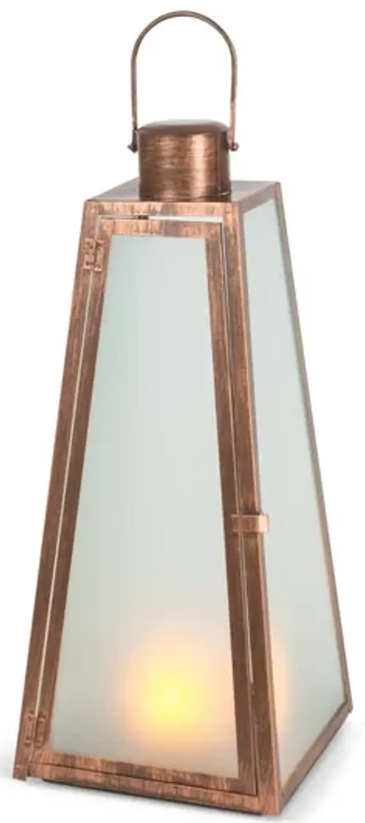 Brushed Copper Metal LED Lantern