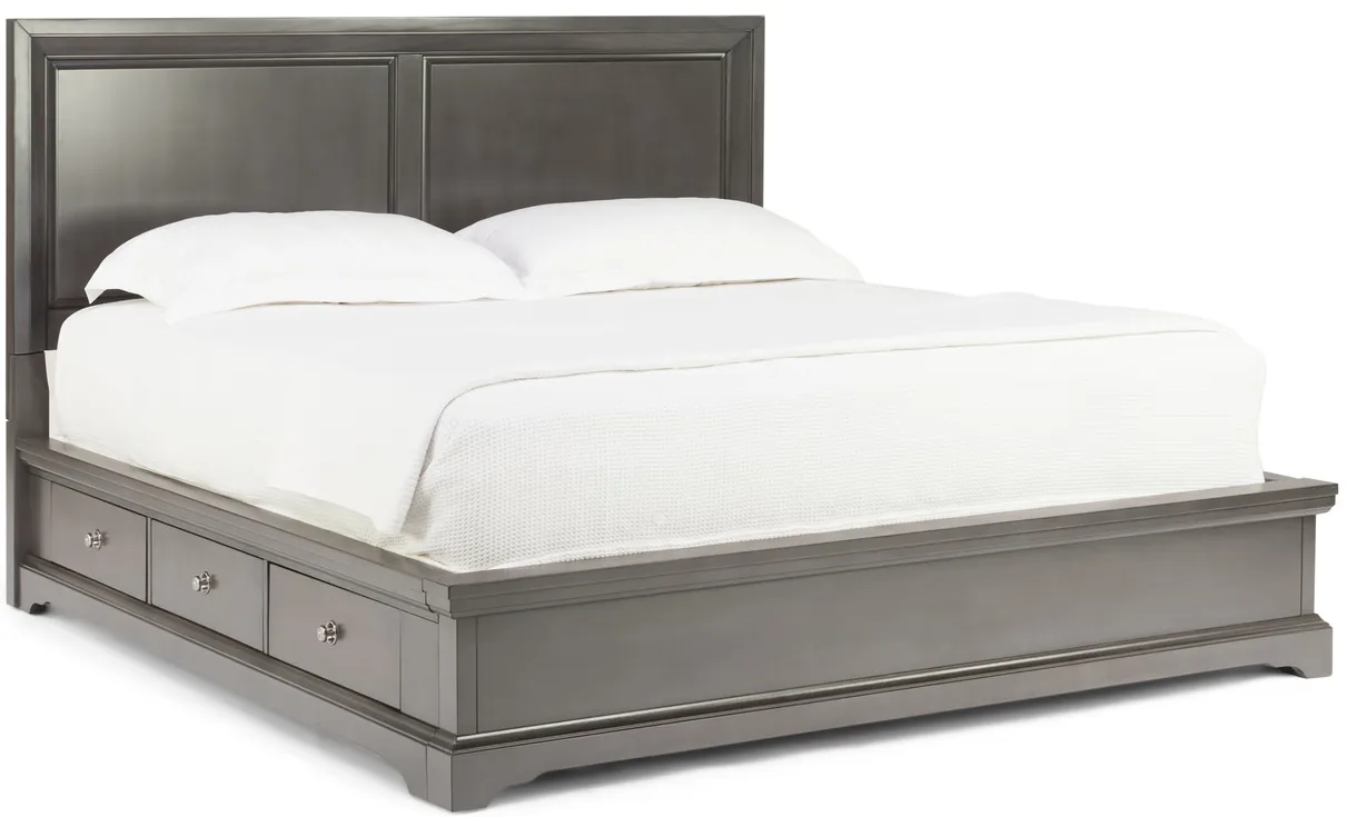 French Quarters Queen Bed With 2 Underbed Storage Units - Grey
