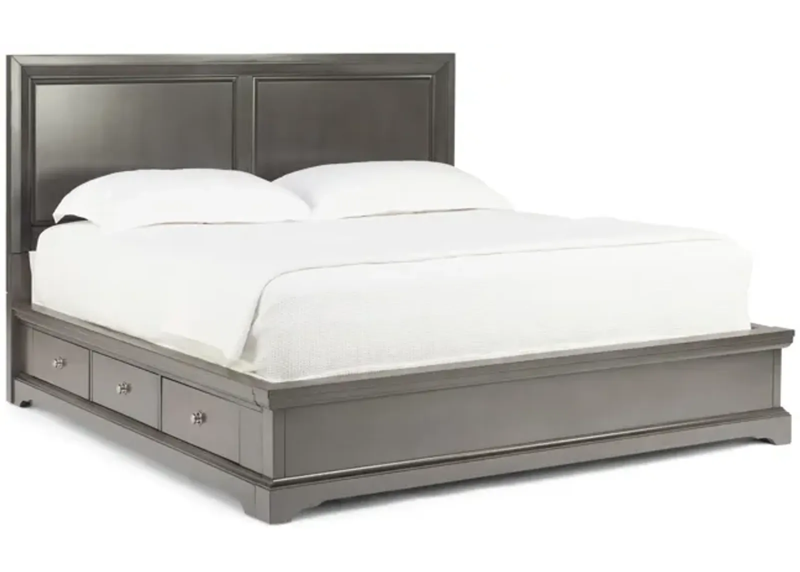 French Quarters Queen Bed With 2 Underbed Storage Units - Grey