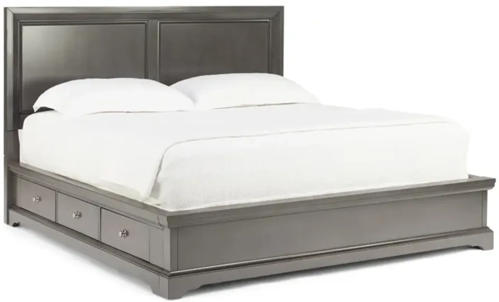 French Quarters Queen Bed With 2 Underbed Storage Units - Grey