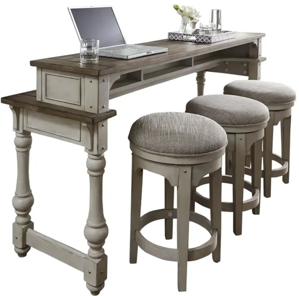 Morgan Sofa Table With 3 Swivel Stools