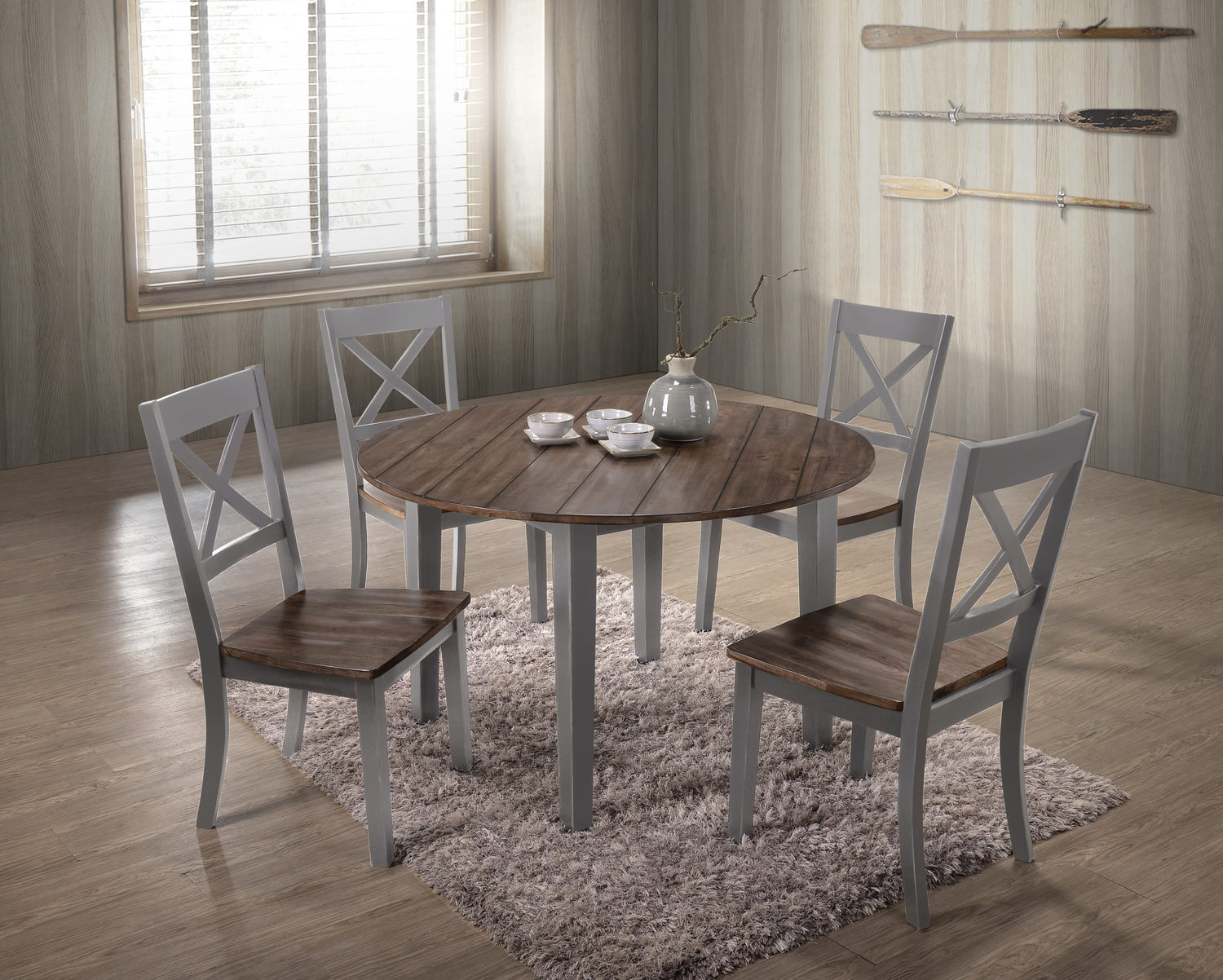   La Carte Round Table And 4 Chairs - Grey