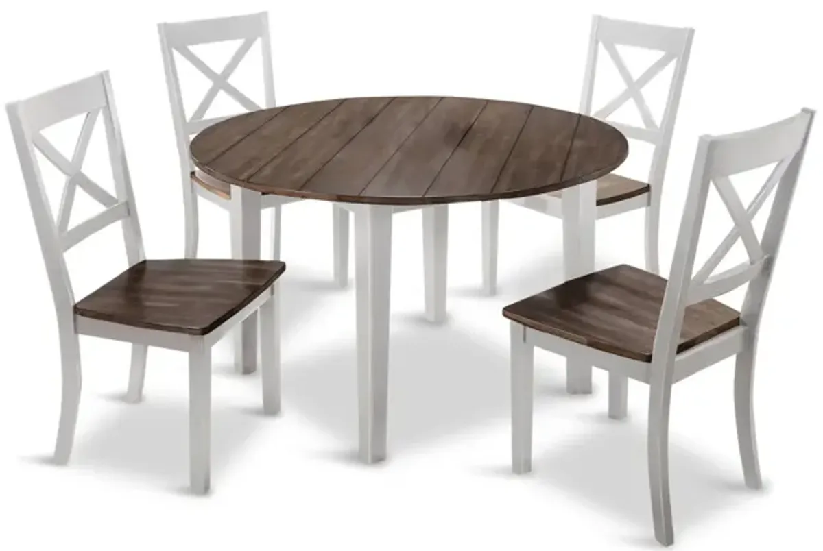   La Carte Round Table And 4 Chairs - White