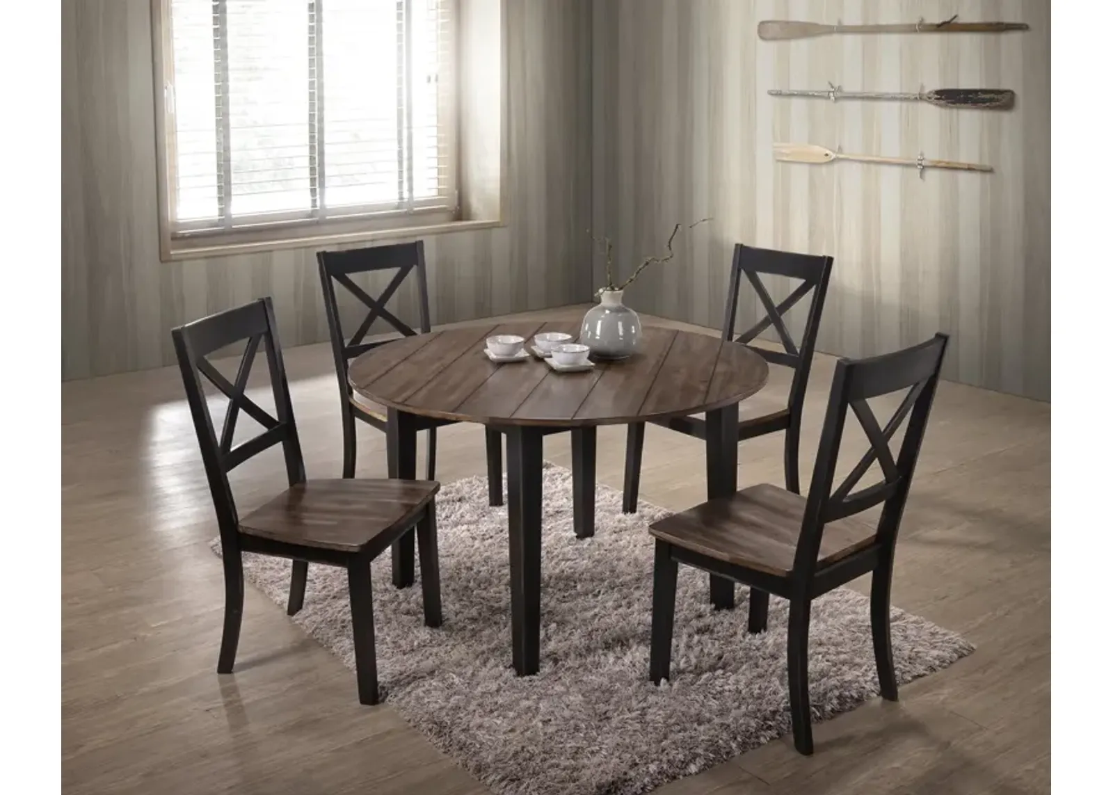   La Carte Round Table And 4 Chairs - Black