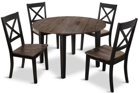   La Carte Round Table And 4 Chairs - Black