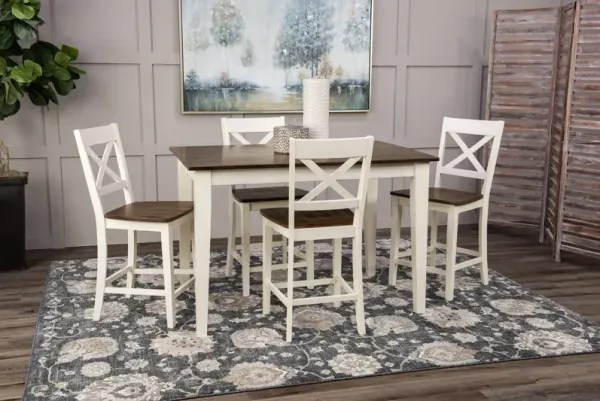  La Carte Counter Table With 4 Stools - White