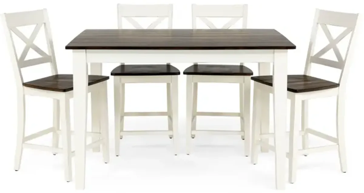   La Carte Counter Table And 4 Stools - White