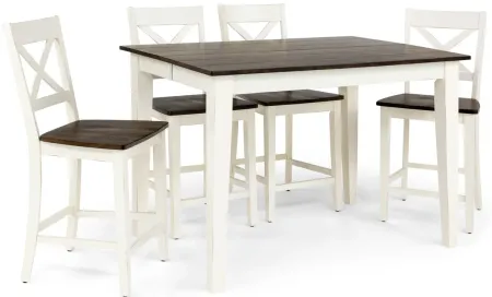   La Carte Counter Table And 4 Stools - White