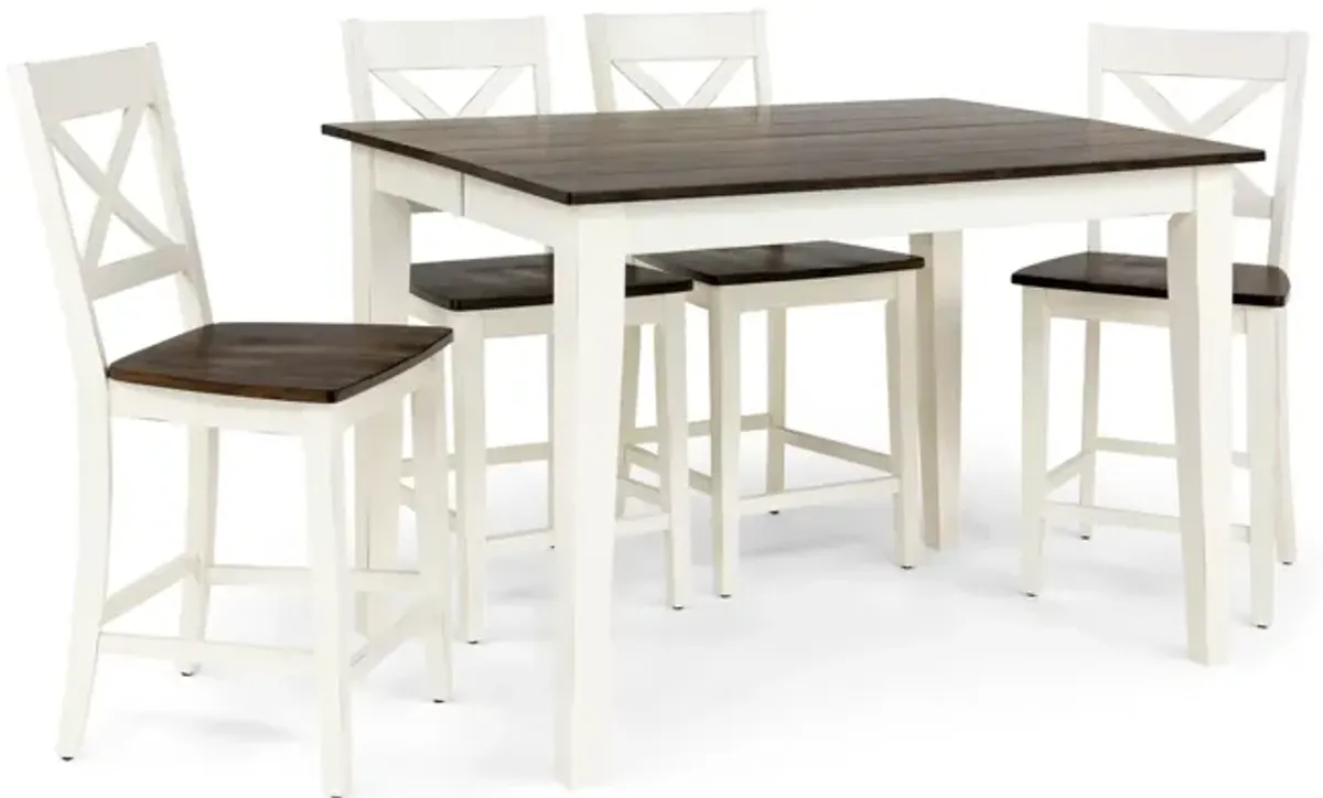   La Carte Counter Table And 4 Stools - White