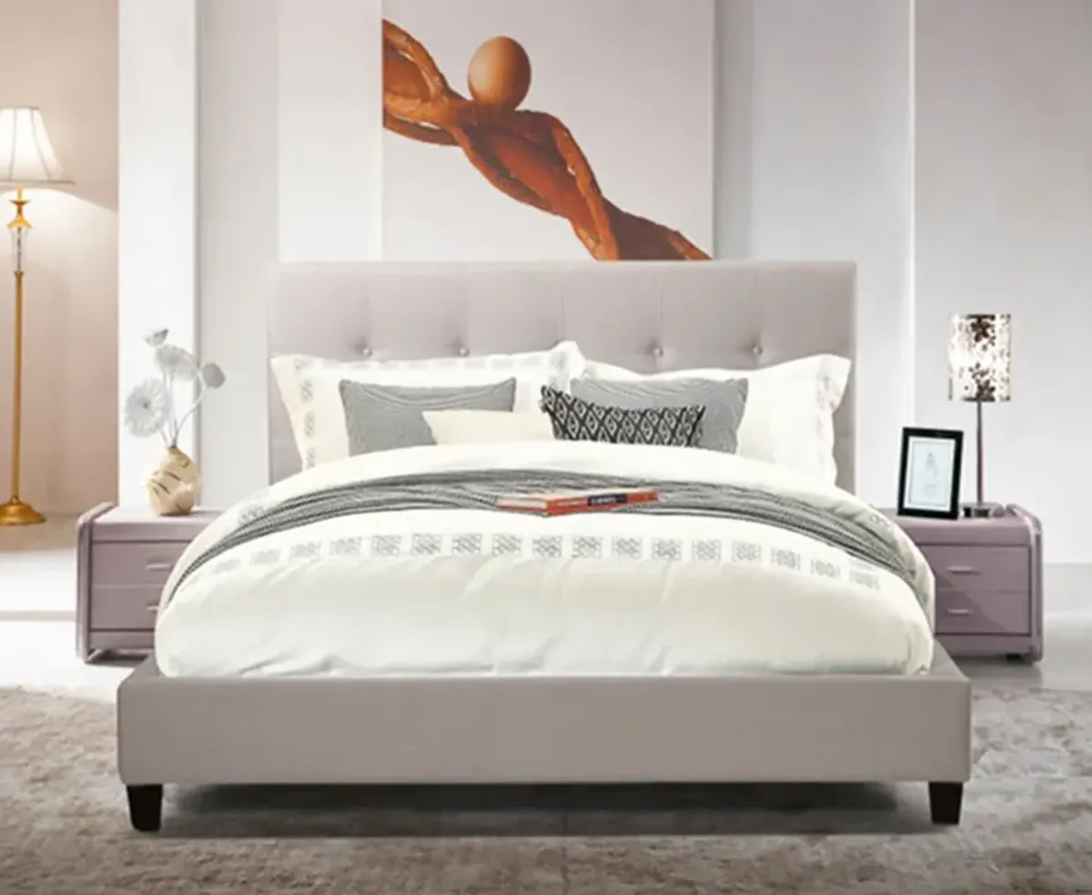 Avery Queen Bed - Light Grey