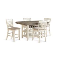Columbia White Counter Table With 4 Stools