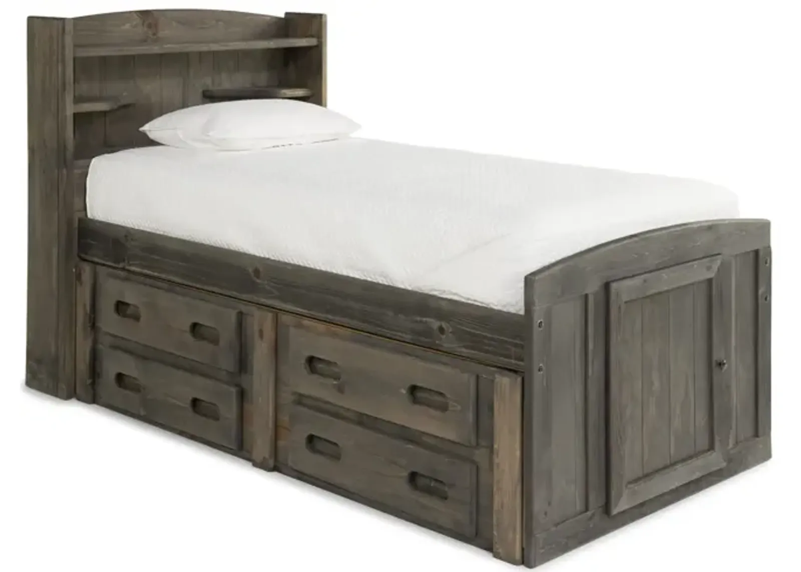 Bunkhouse Palomino Twin Captain Bed with 1 Side Storage - Driftwood