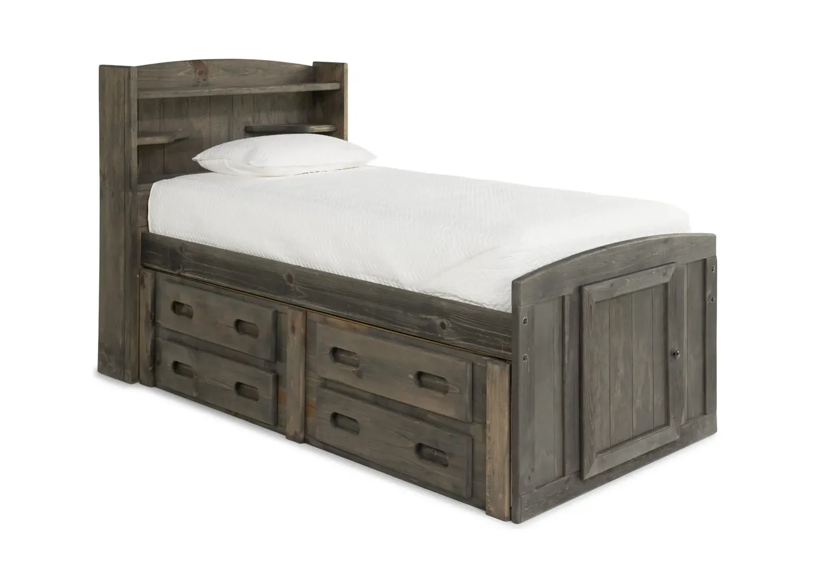 Bunkhouse Palomino Twin Captain Bed with 1 Side Storage - Driftwood