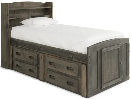 Bunkhouse Palomino Twin Captain Bed with 1 Side Storage - Driftwood