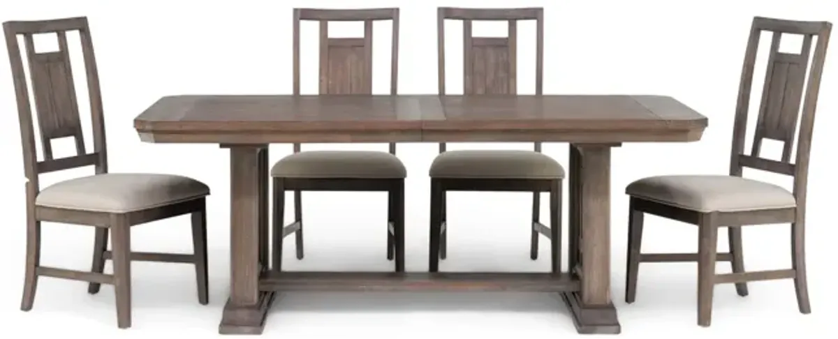 Artisan Prairie Table With 4 Lattice Back Dining Chairs
