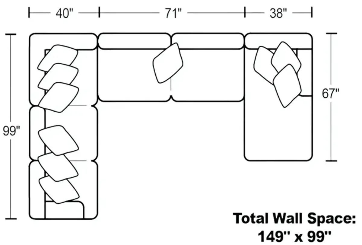 Kate 3 Piece Sectional - Right Side Chaise