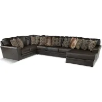 Regula 3 Piece Leather Sectional - Steel Right Chaise