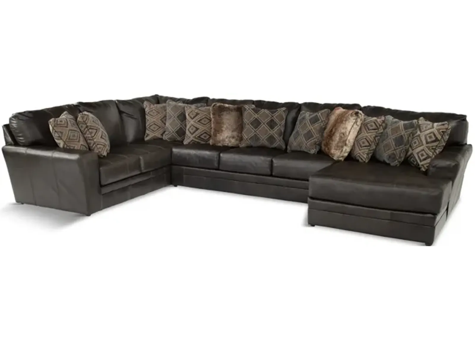 Regula 3 Piece Leather Sectional - Steel Right Chaise