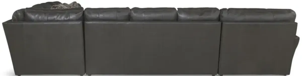 Regula 3 Piece Leather Sectional - Steel Left Chaise