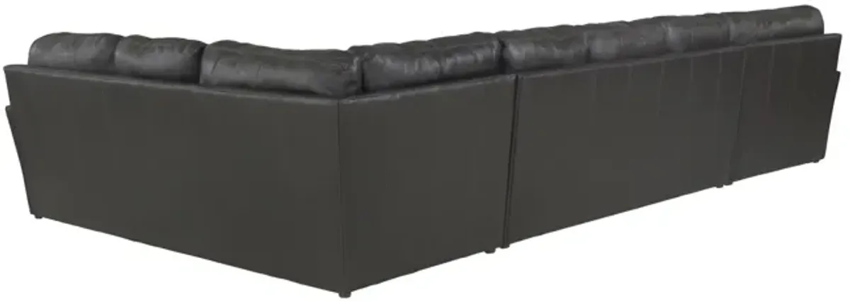 Regula 3 Piece Leather Sectional - Steel Left Chaise