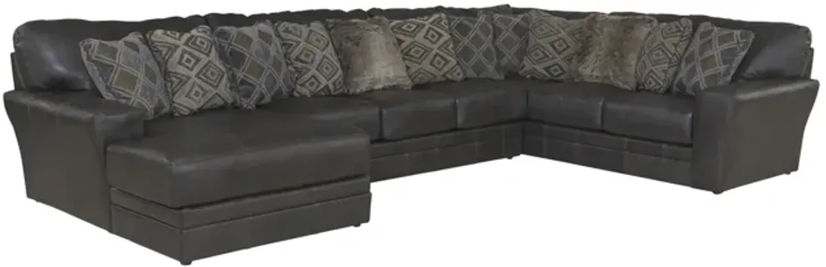 Regula 3 Piece Leather Sectional - Steel Left Chaise