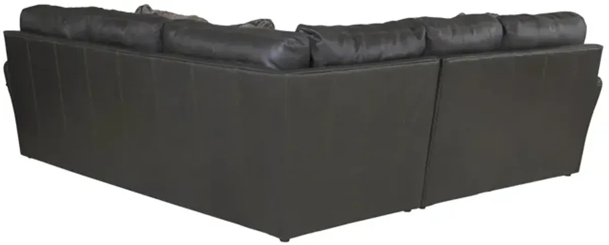 Regula 2 Piece Leather Sectional - Steel Left Loveseat