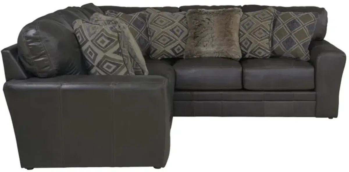 Regula 2 Piece Leather Sectional - Steel Left Loveseat