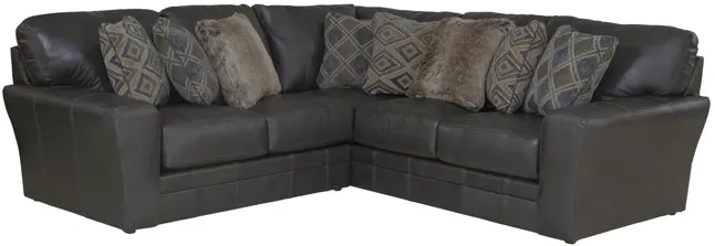 Regula 2 Piece Leather Sectional - Steel Left Loveseat