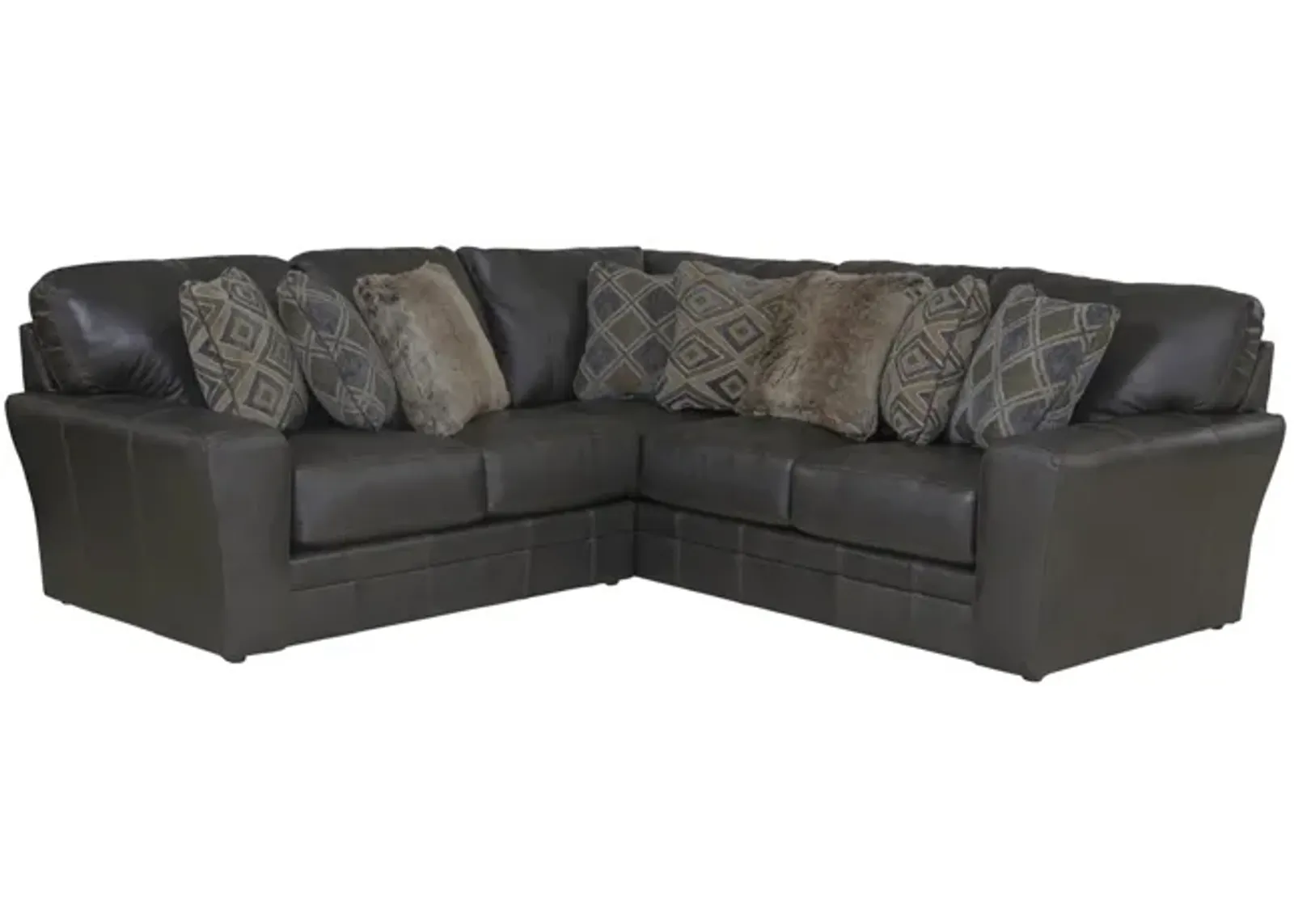 Regula 2 Piece Leather Sectional - Steel Left Loveseat