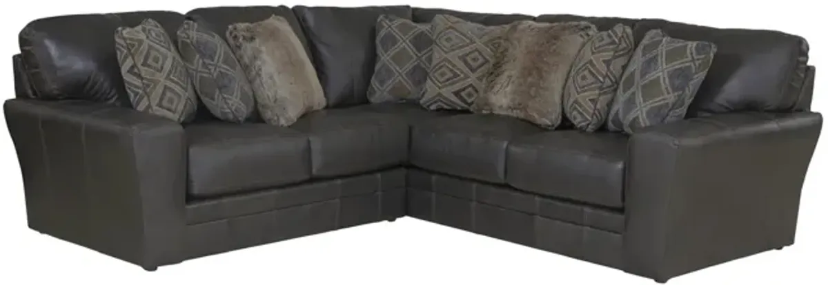 Regula 2 Piece Leather Sectional - Steel Left Loveseat