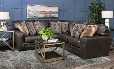 Regula 2 Piece Leather Sectional - Steel Right Loveseat