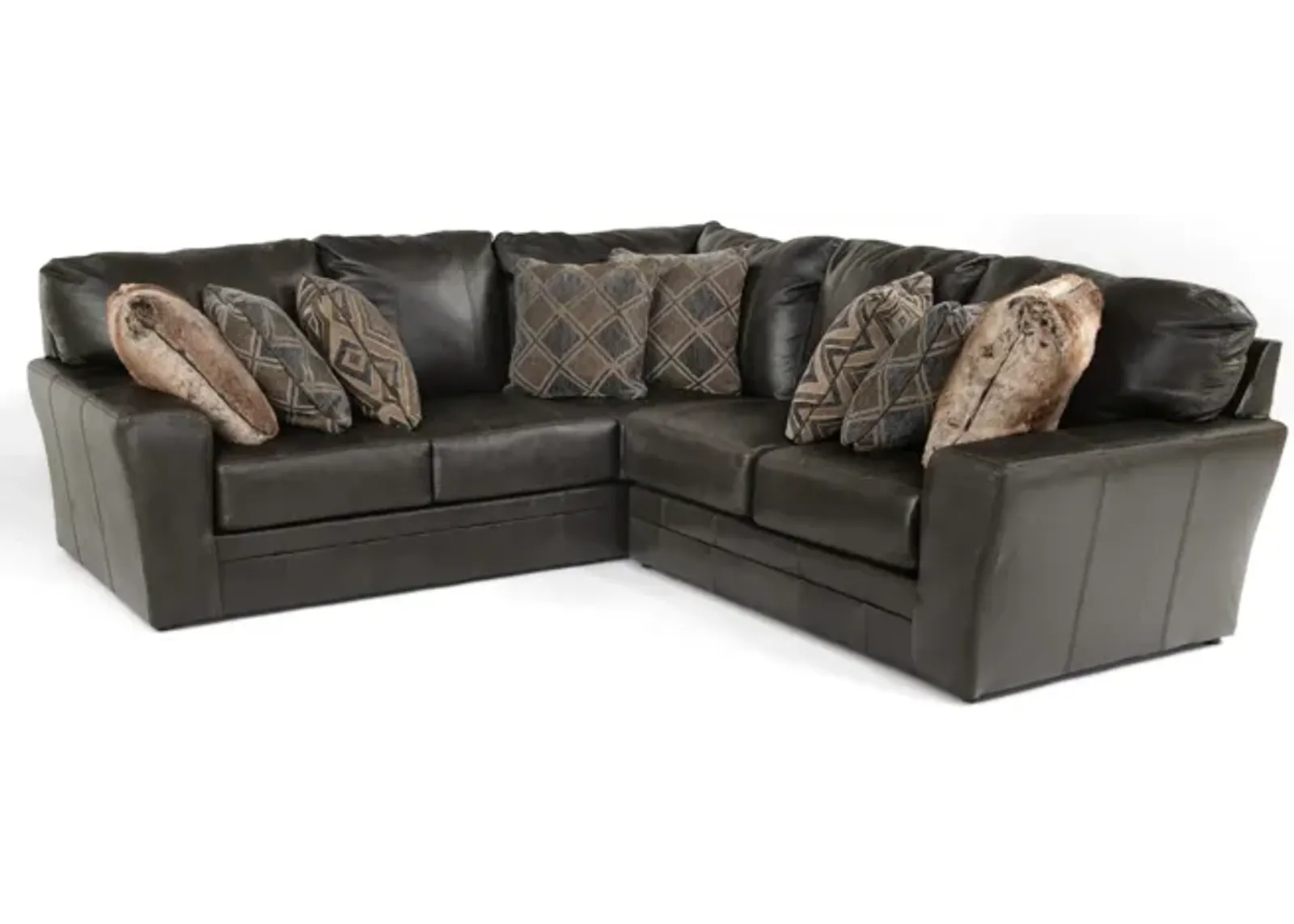 Regula 2 Piece Leather Sectional - Steel Right Loveseat